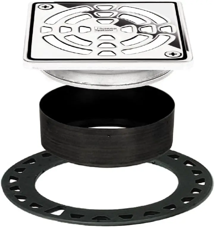 

Classic Shower Grate Kit with Integrated Slope and Chrome Finish - 4" Square Size for Tile Showers