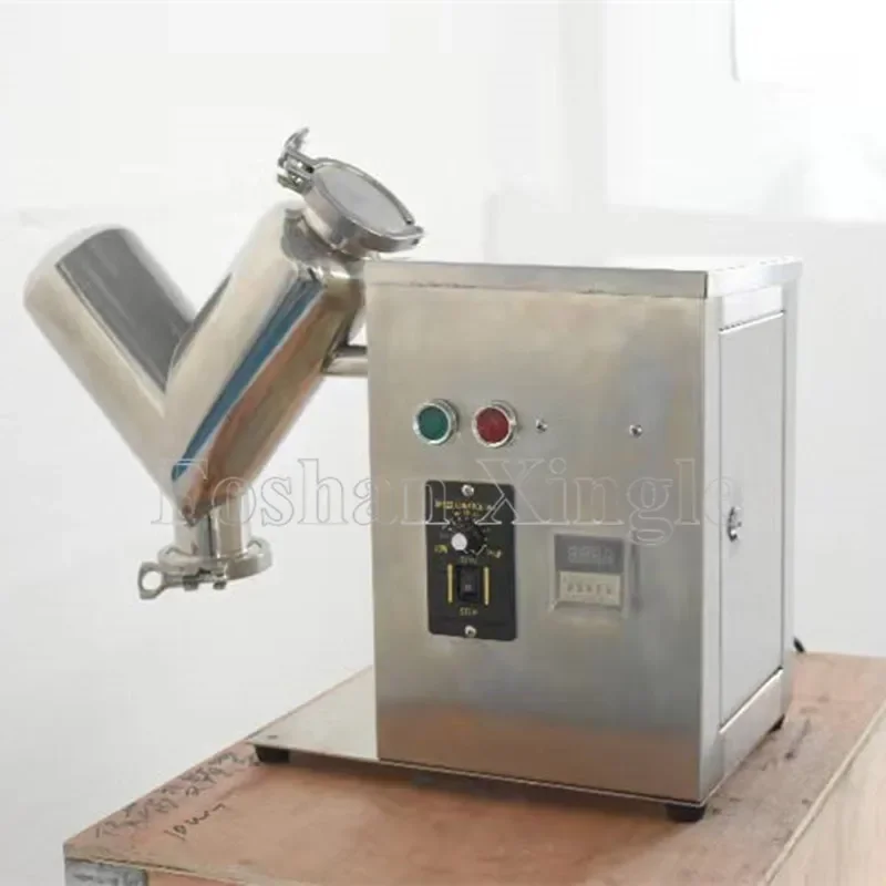 Mini V type 2L stainless steel protein spices washing powder blender mixer automatic  food processing dry powder mixing machine