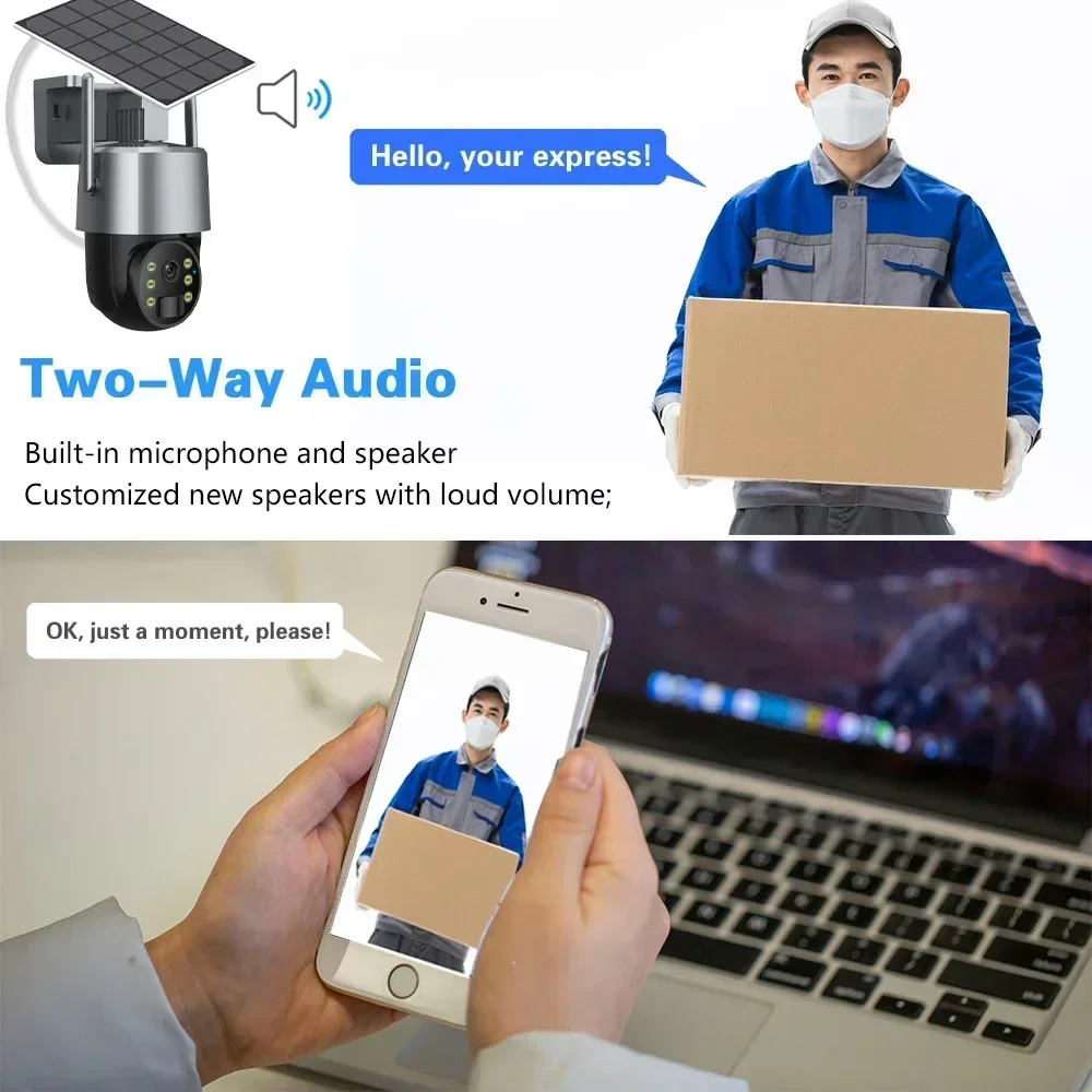 Tuya Smart Life 5MP WiFi Camera Solar Powered Security Wireless Battery PTZ Camera Home Surveillance IP66 Waterproof Outdoor PIR