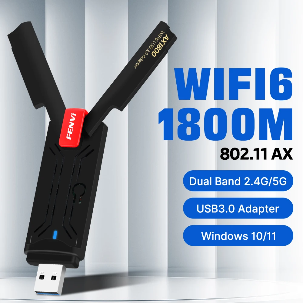 

FENVI AX1800 WiFi6 Adapter USB 3.0 MT7921 Dual Band 2.4G & 5G USB Dongle Receiver Wifi Network Card Wireless For PC Laptop Win11