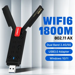 FENVI AX1800 WiFi6 Adapter USB 3.0 MT7921 Dual Band 2.4G & 5G USB Dongle Receiver Wifi Network Card Wireless For PC Laptop Win11