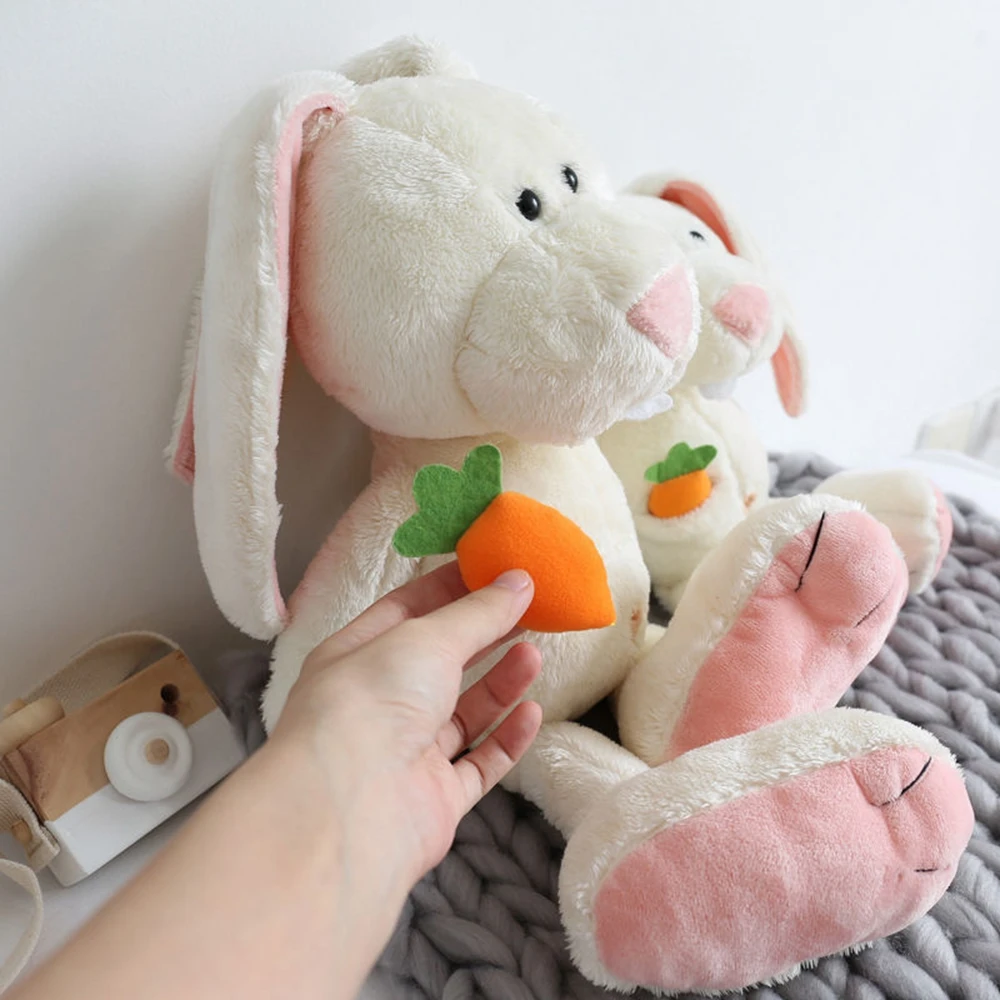 25CM Small White Rabbit Plush Toy Radish Rabbit Cute White Front Teeth Soft Doll For Children's Birthday Christmas Gift