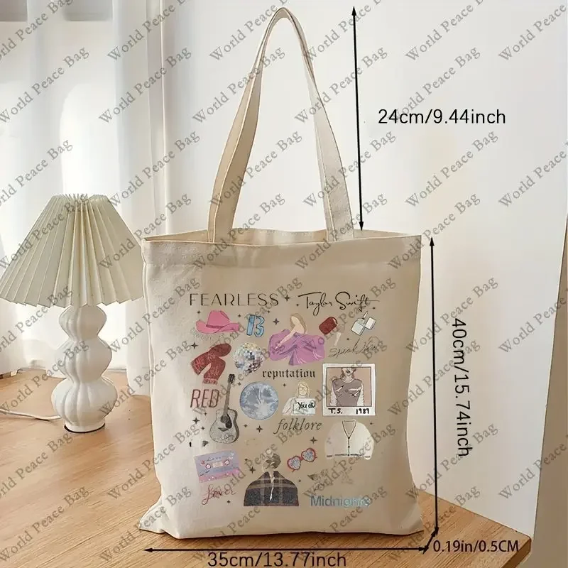 Borsa in tela con stampa Casual senza paura la borsa per i bagagli del Tour delle orecchie, borsa a tracolla alla moda, borsa a tracolla Taylor Merch