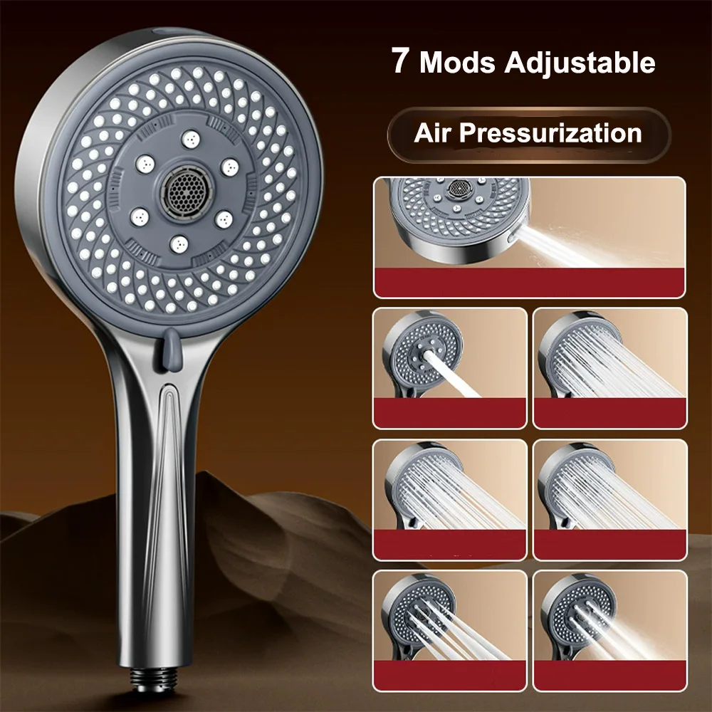 

13CM Big Panel 7 Modes Pressure Boost Shower Head Multifunction Adjustable Large Water Shower Nozzles Massage Bathroom Accessory