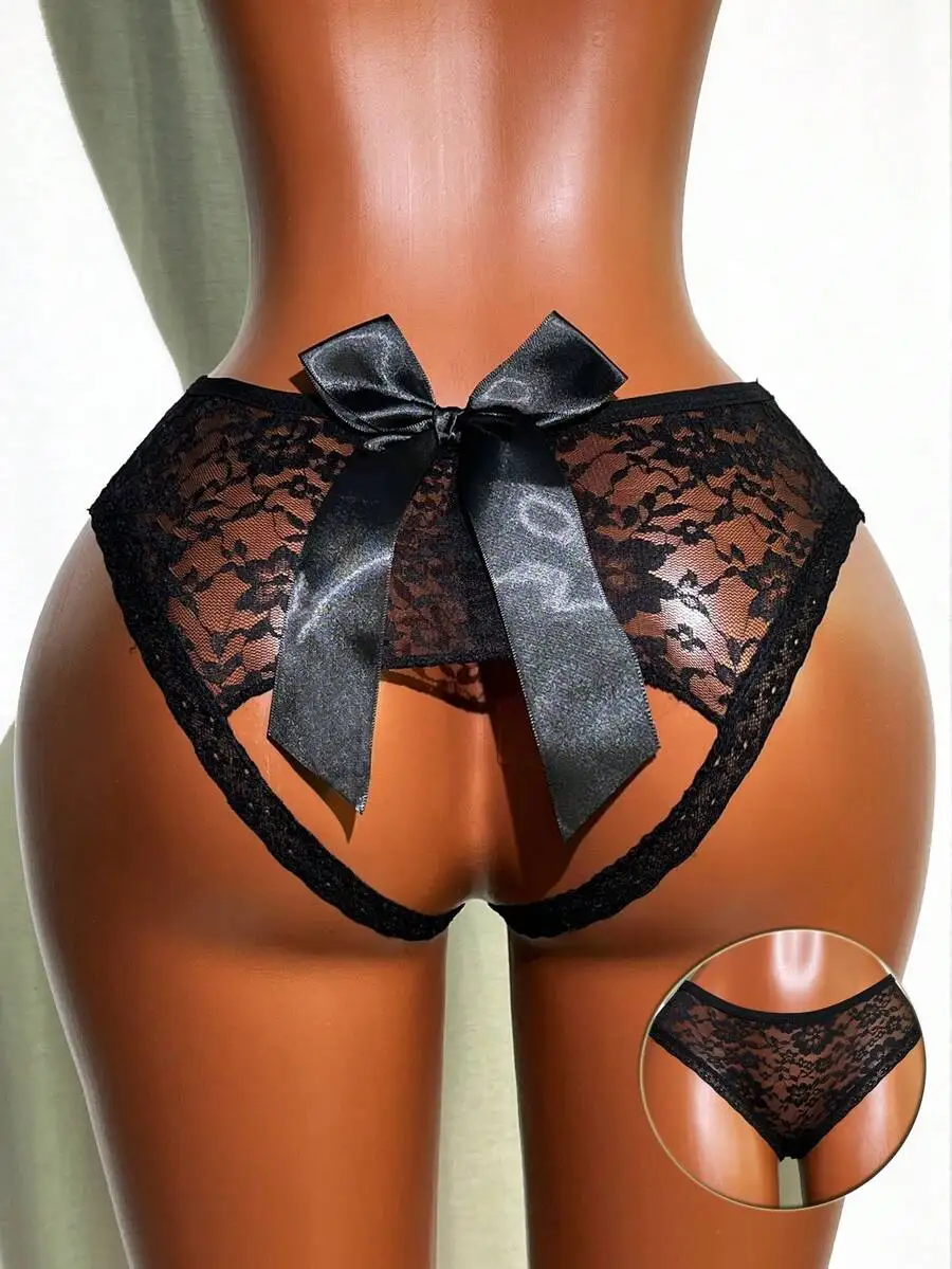 Elegant Lace Bow Backless Bridal Panties