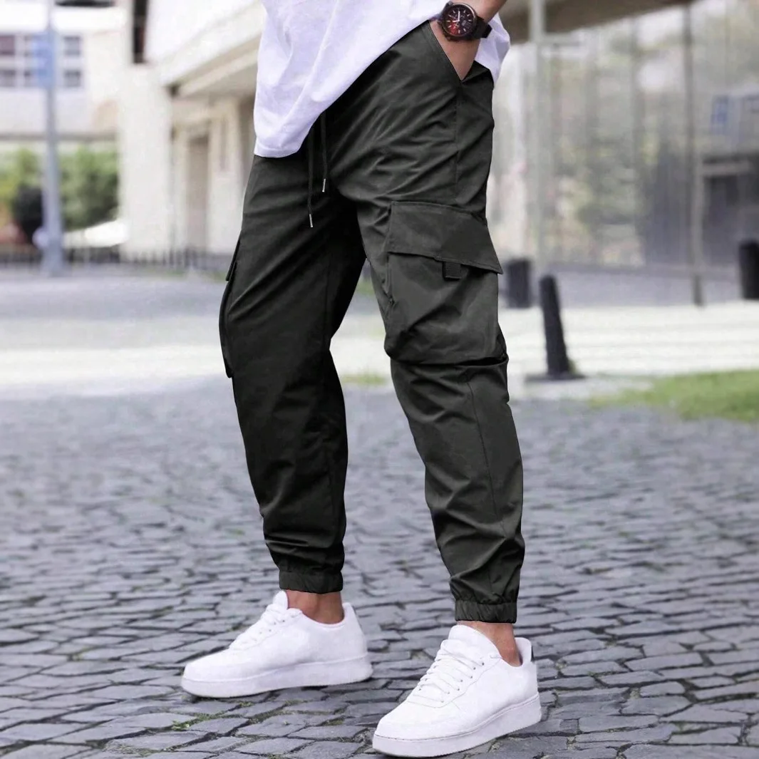 

Men's Utility Cargo Joggers Multi Pocket Tapered Pants Drawstring Waist Casual Outdoor Streetwear Workwear Tactical Pants