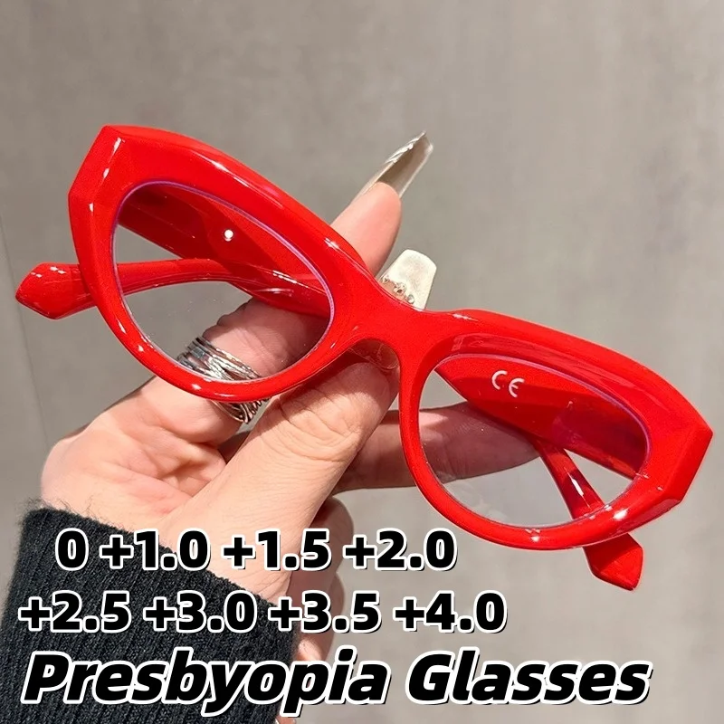

Fashion Cat-Eye Anti-Blue Light Reading Glasses High-Definition Comfortable Presbyopia Eyewear with Spring-Loaded Temples