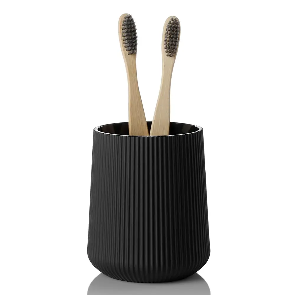 

Black Striped Toothbrush Holder for Electric Toothbrushes Bathroom Organizer for Toothpaste Kids & Adults