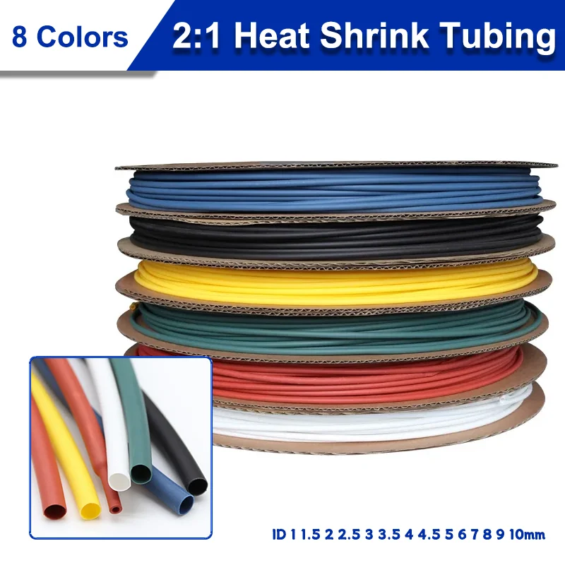 

Ratio Polyolefin Insulated Cable Sleeve 10 Meter Diameter 1 1.5 2 2.5 3 3.5 4 4.5 5 6 7 8 9 10mm Heat Shrink Tube 2:1 Shrink