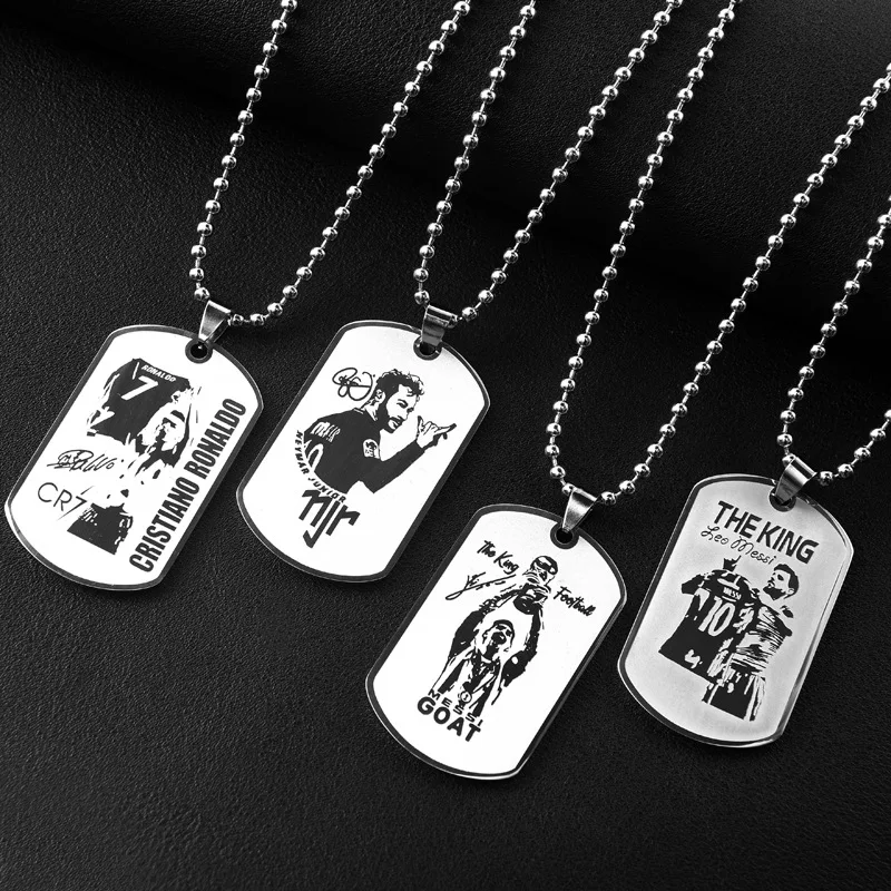 1/4pcs Fashion Football Star Lionel Messi Cristiano Ronaldo Stainless Steel Necklace For Men Fans Collection Jewelry Gift