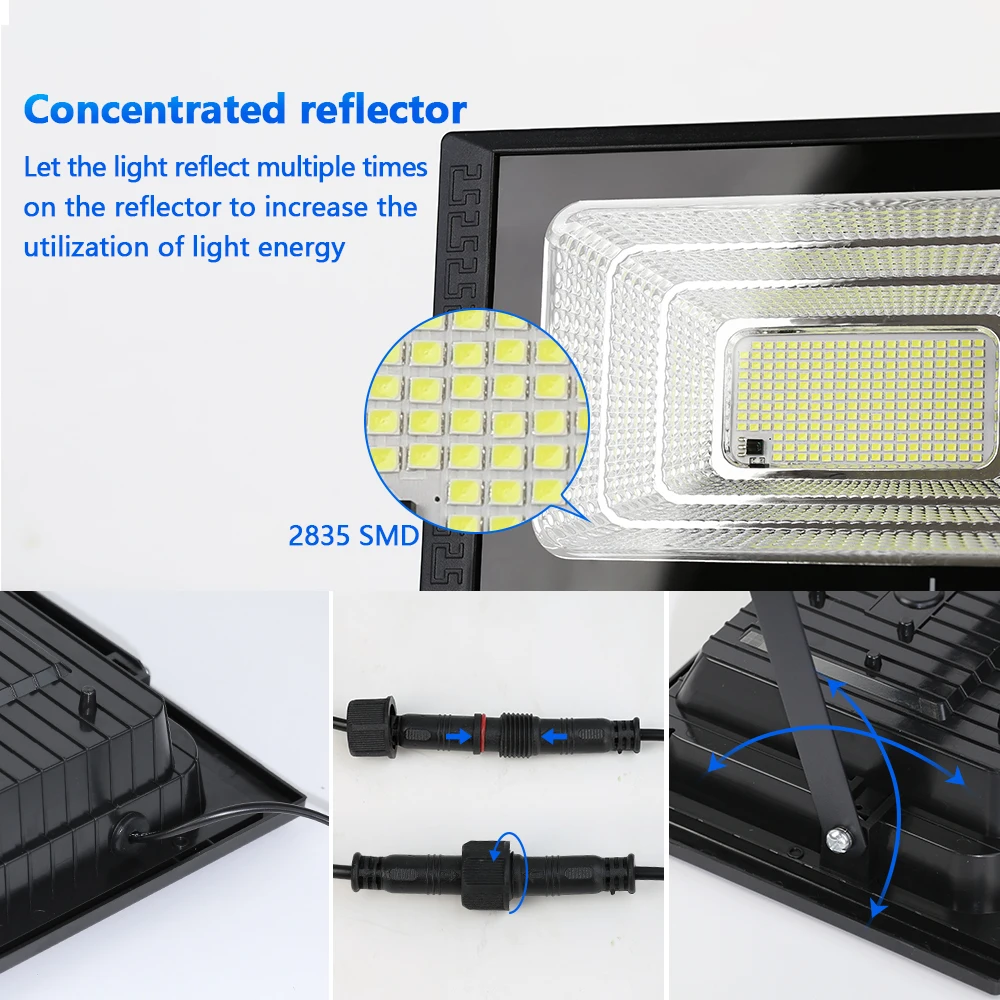 LED Solar Lights 500W 300W 200W Waterproof Outdoor Garden Lighting External Solar Lamp Wall Sunlight Stree Landscape Flood Light image 6