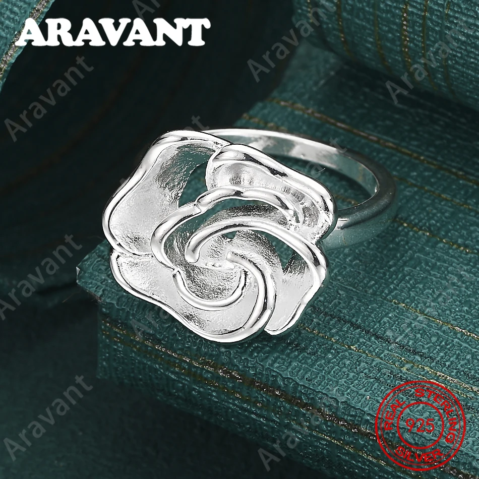 925 Sterling Silver Rose Ring (7-10#) - Women'S Commute Accessory, Christmas Gift Jewelry