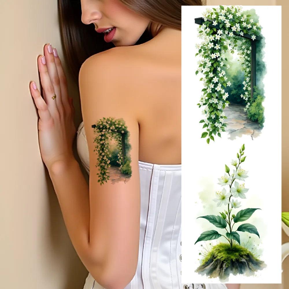 

9pcs Temporary Tattoo Flower Designs Waterproof Long-lasting Body Stickers Garden Illustrations Temporary Tattoo Stickers