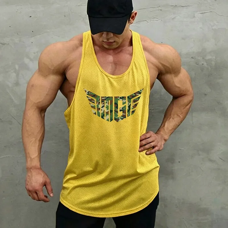 Men's Moisture Wicking Running Vests Breathable Mesh Sleeveless Gym Tank Top Athletic Workout Shirt Fitness Training Sports Wear