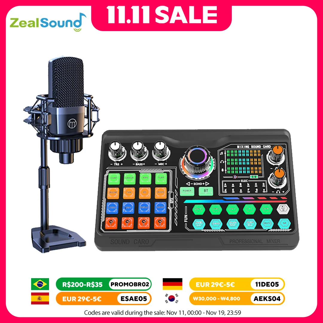 

Haomuren Professional Microphone Sound Card Kit for PC Mobile Phones Suitable for Vlog Recording Live Streaming YouTube