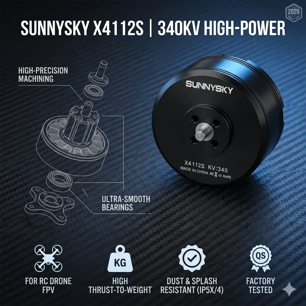 

Высокоэффективный бесщеточный двигатель SunnySky XS X4112S 340KV 400KV 485KV для систем тяги радиоуправляемых FPV дронов, мультироторов и БПЛА