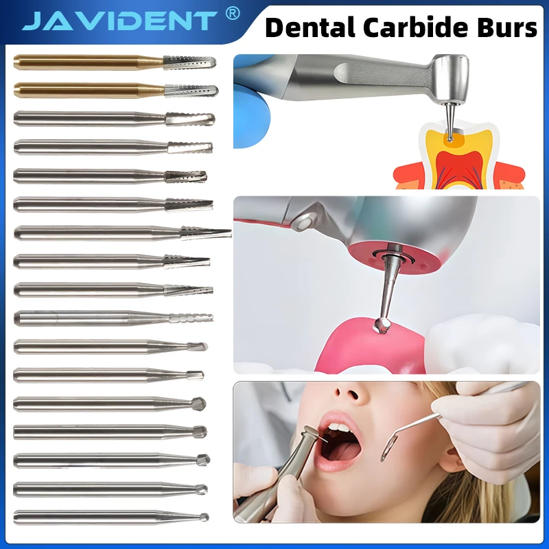 10pcs/Box Dental Drill Burs Carbide Diamond FG Series Tungsten Titanizing one-piece Steel Burs For High Speed Handpiece