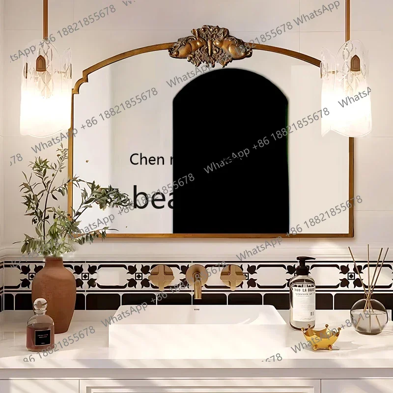 ss8350 SS French light luxury, special-shaped mirror, fireplace wall decorative mirror, dressing, European retro bathroom mirror