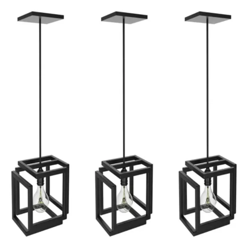 3 Pendants Ceiling Luminaires  Industrial Black Ceiling Luminaires