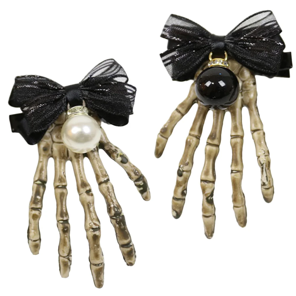 2 個ハロウィン骨ヘアピンハンドスカルデザインファッショナブルな帽子ハロウィンフェスティバルダンスパーティーバレッタギフト