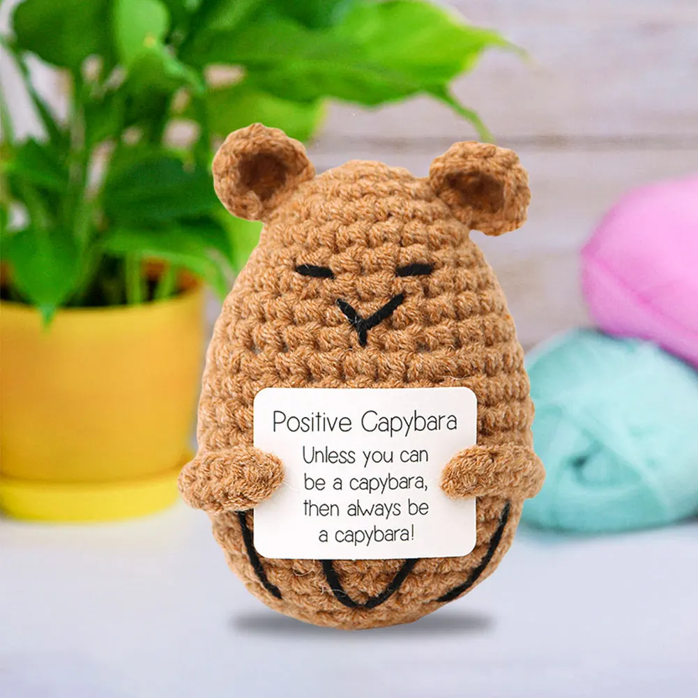 Support Émotionnel au Crochet avec Carte d'Affirmation Positive, Cadeau en Peluche, Poupées Ogo Créatives, Cadeaux pour Femmes et Hommes