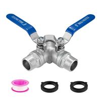 Hose Splitter 2 Way Y Valve Heavy Duty with Stainless Steel Long Handle Easy to Install Tap Y Splitter 3/4\