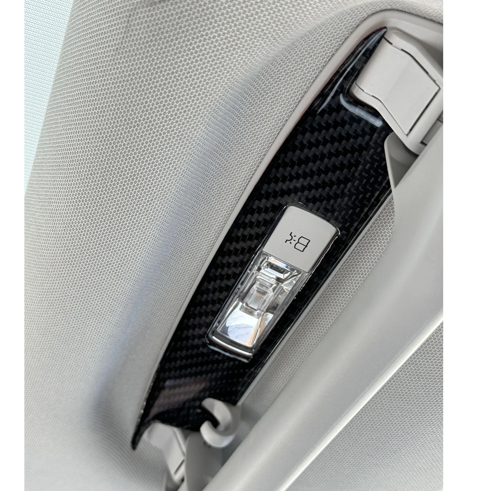 For Mercedes-Benz W167 GLE 300 350 400 450 2019-2024 Real Carbon Fiber Car Accessories Roof Handle Light Lamp Cover Trim Sticker