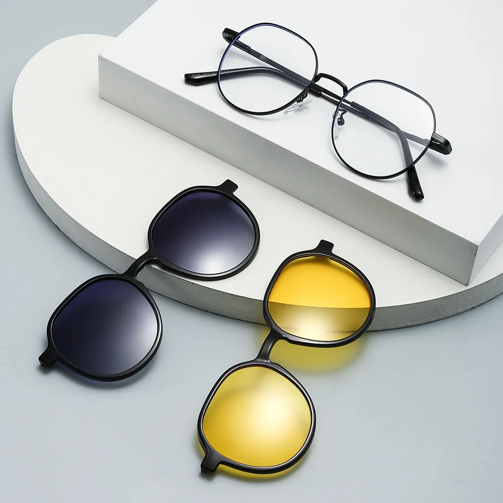 3 In 1 Magnetic Clip-On Glasses High Appearance Level Versatile Occasions Prescription Eyeglass Frames Polarized Clip