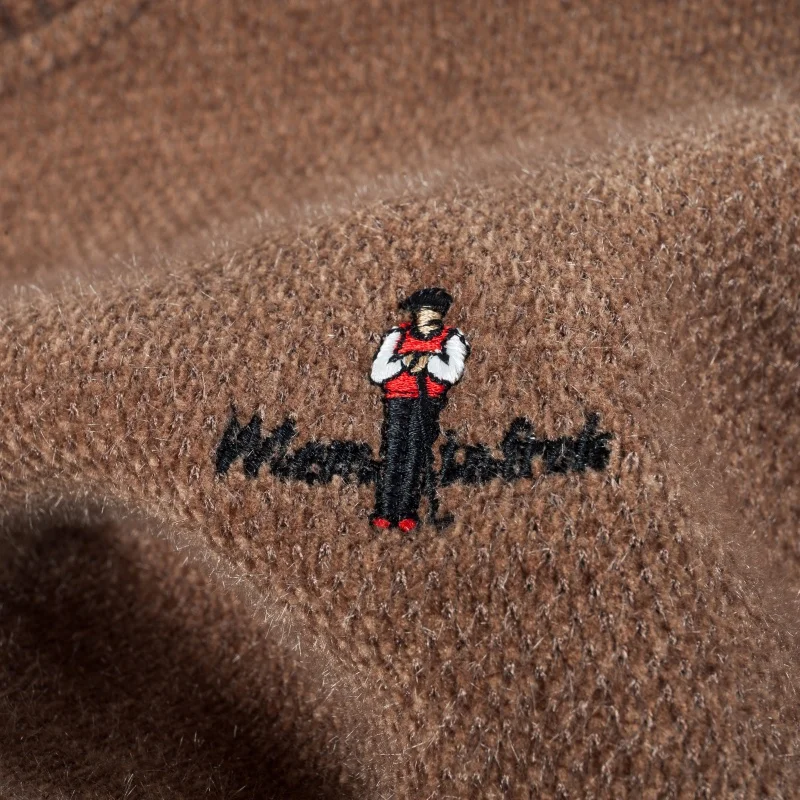 men's new autumn winter long sleeves luxury sweater round neck embroidery fleece-lined knitwear leisure innerwear Men's clothing