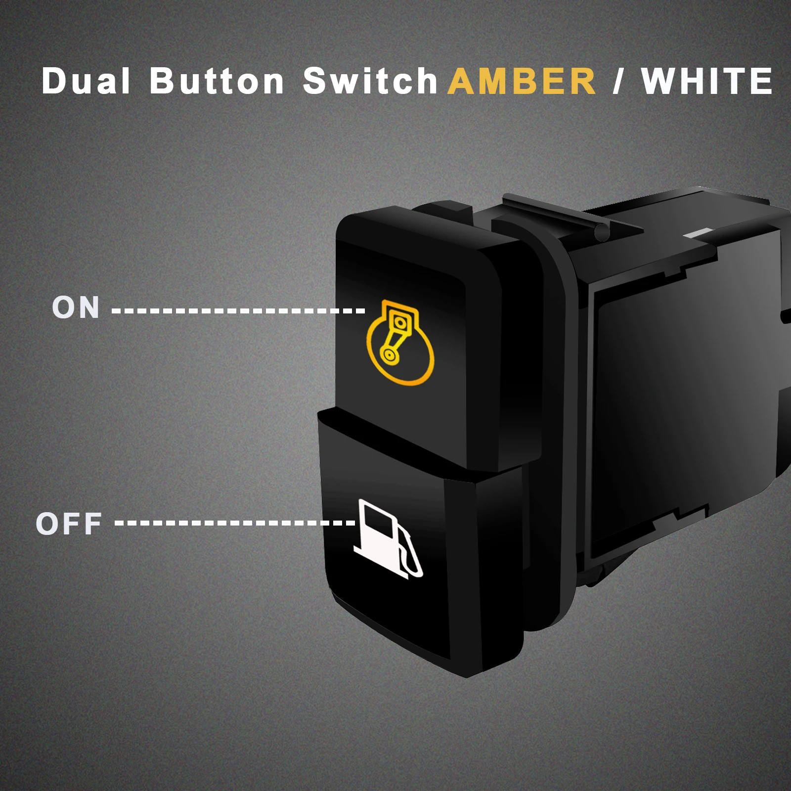 Dual Amber LED Push-Button Switch with White Backlight | Plug and Play Wiring Harness for Toyota Tundra/4Runner/Land Cruiser