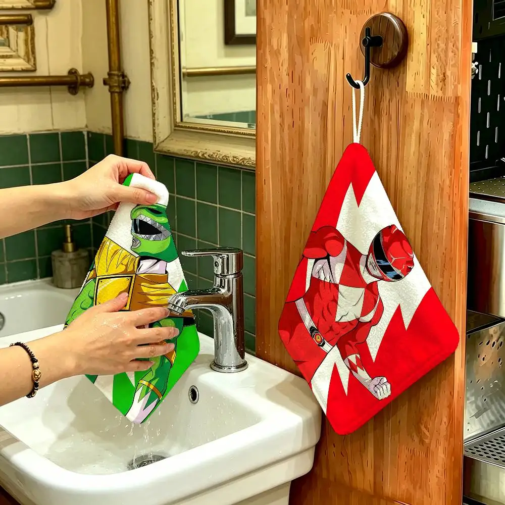 M-Mighty M-Morphin Power Rangers Polyester Cotton Daily Towel, Hanging Kitchen Hand Wiping Cloth, Durable for Whole House Use