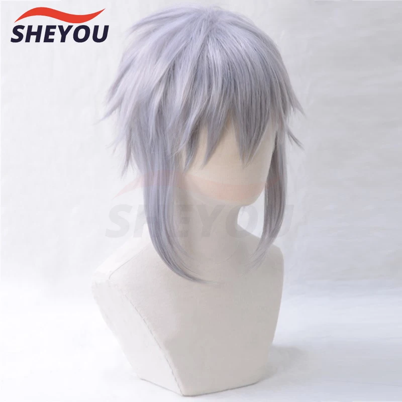 Game KINGDOM HEARTS 3 Riku Short Gray Purple Wig Heat Resistant Synthetic Hair Cosplay Costume Wigs + Wig Cap