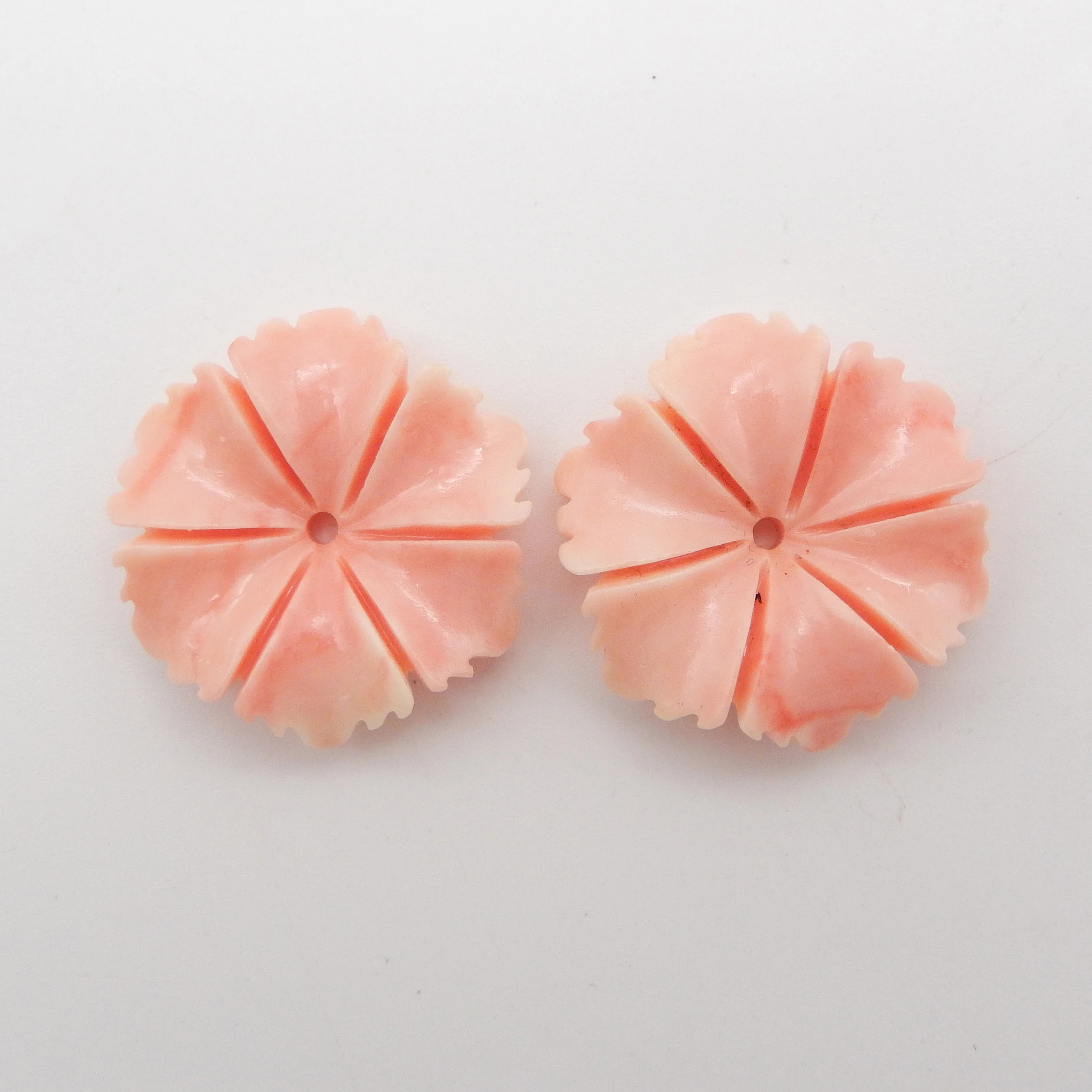 Center Drilled Carved Flower Pink Conch Shell Earring Beads Pair, Women's Jewelry Accessories Making DIY Charms,Birthday Gift