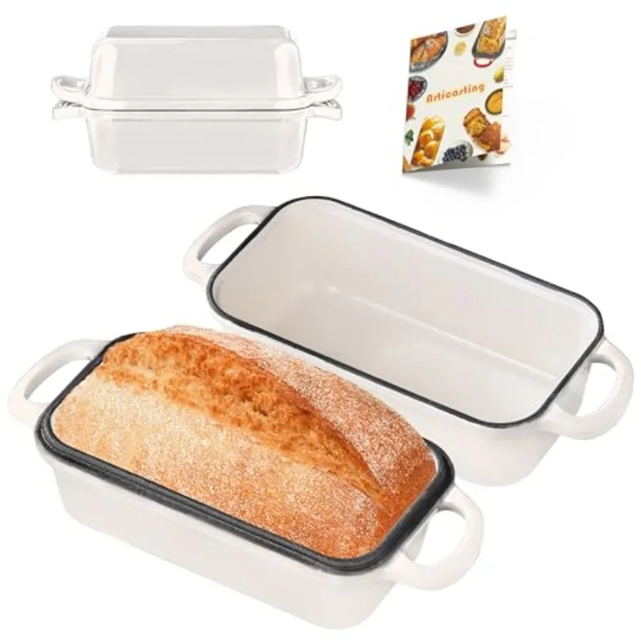 

Cast Iron Bread Loaf Pan with Lid Loaf Pans for Baking Bread 9x5 Enameled Bread Pans for Homemade Bread Sourdough Set of 2