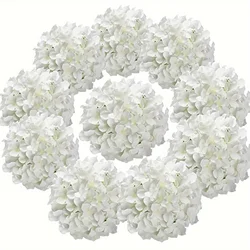 10pcs Silk Hydrangea Heads Artificial Flowers Heads with Stems for Home Wedding Decor
