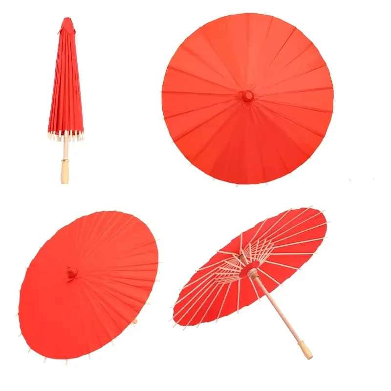 Chinese Craft Paper/cloth Umbrella Photograph Accessory Party Decor Long-handle Parasol Children's Drawing Wedding Decoration