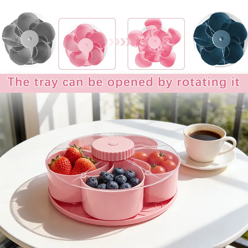 Home leisure rotating tray desktop plastic partition fruit plate snack candy nut box