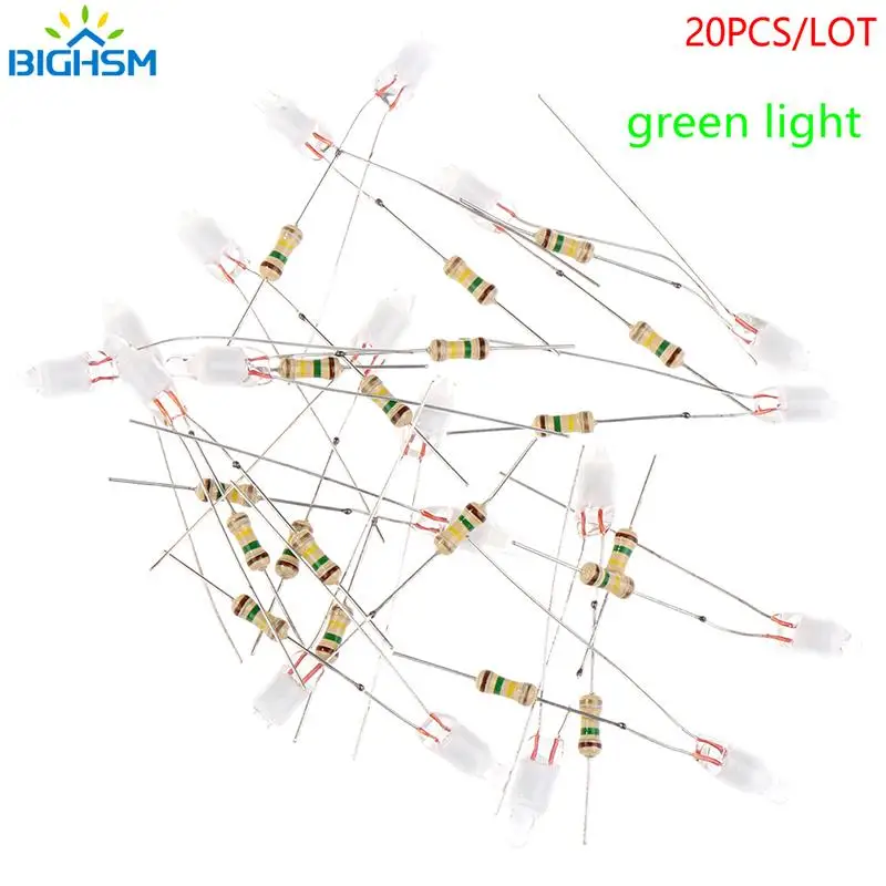 20pcs Green Indicator Neon Lights Sign 4X150mm NeonLight With Resistance Neon Light Bulbs for 220V Verde NEON GLOW Lamp Bulb