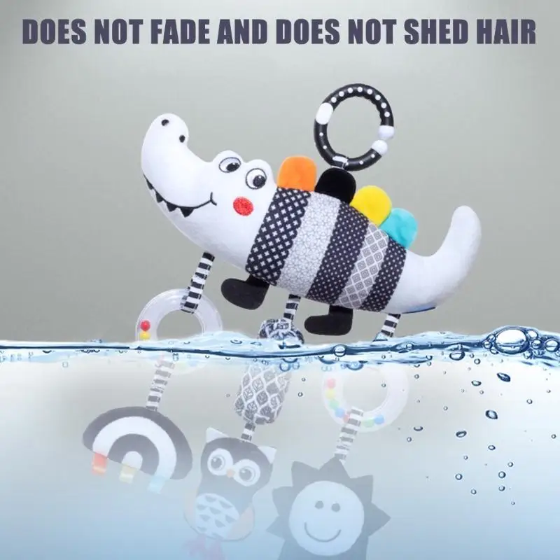 Poussette lavable en Machine pour bébé, jouet Mobile Animal blanc pour le développement visuel, Texture en peluche douce