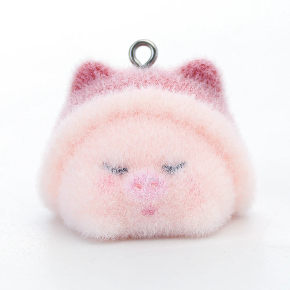 20 PCS 3D Flocking Pig in a Hat Charms Dolls Pendants  for Necklace Earrings Jewelry Making DIY Handmade Accessories Wholesale