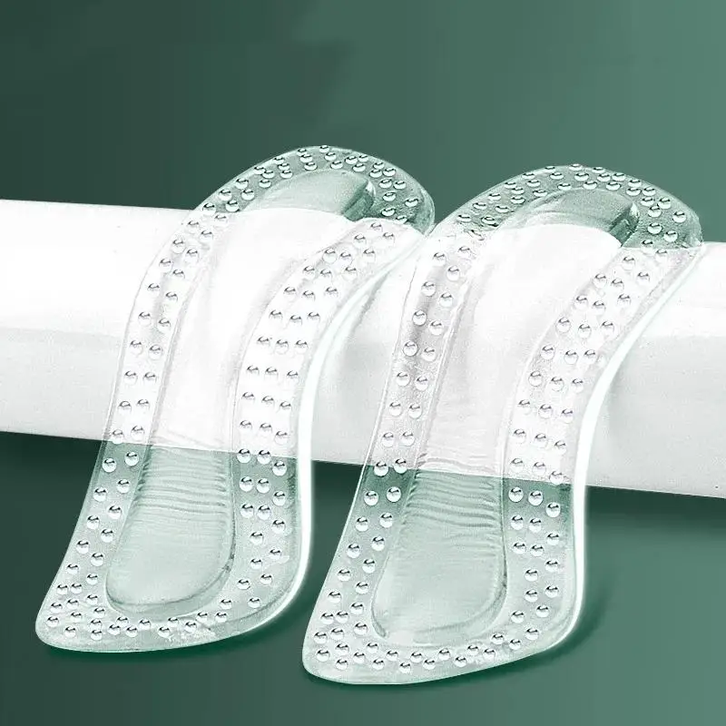 1Pair Women Silicone Insoles Gel Heel Protector Non‑Slip Adjustable Inserts for High Heels Shoes