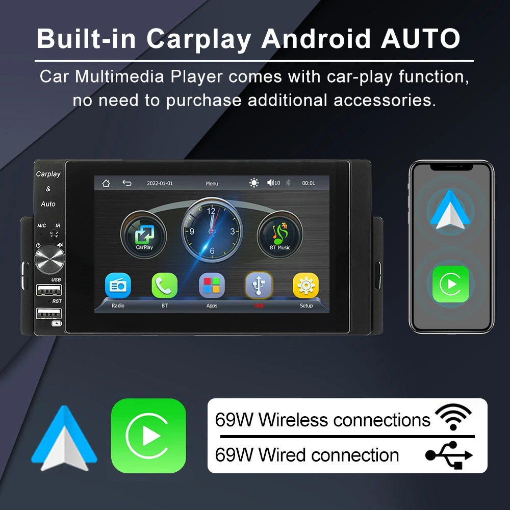 LEHX IPS شاشة تعمل باللمس 7 بوصة 2din راديو السيارة Carplay أندرويد السيارات بلوتوث FM مساعد المدخلات مرآة ربط مشغل وسائط متعددة #3