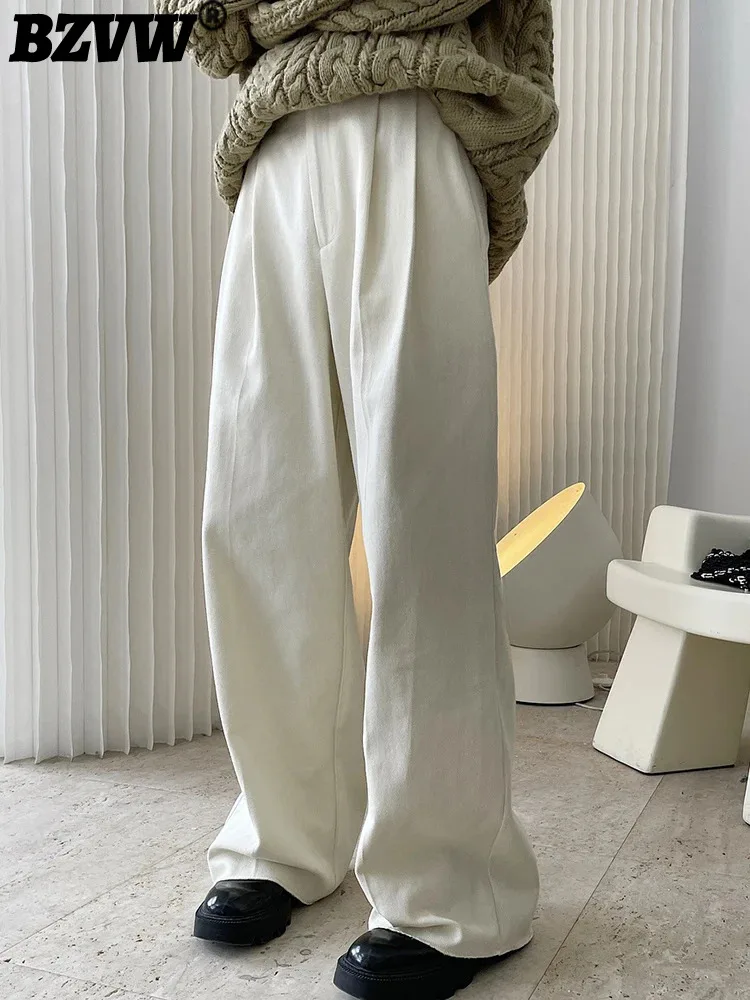 

BZVW Minimalism High Waist Pants Women Solid Straight Wide Leg Trousers Fashion Clothes Office Lady 2024 Autumn New 26D5510