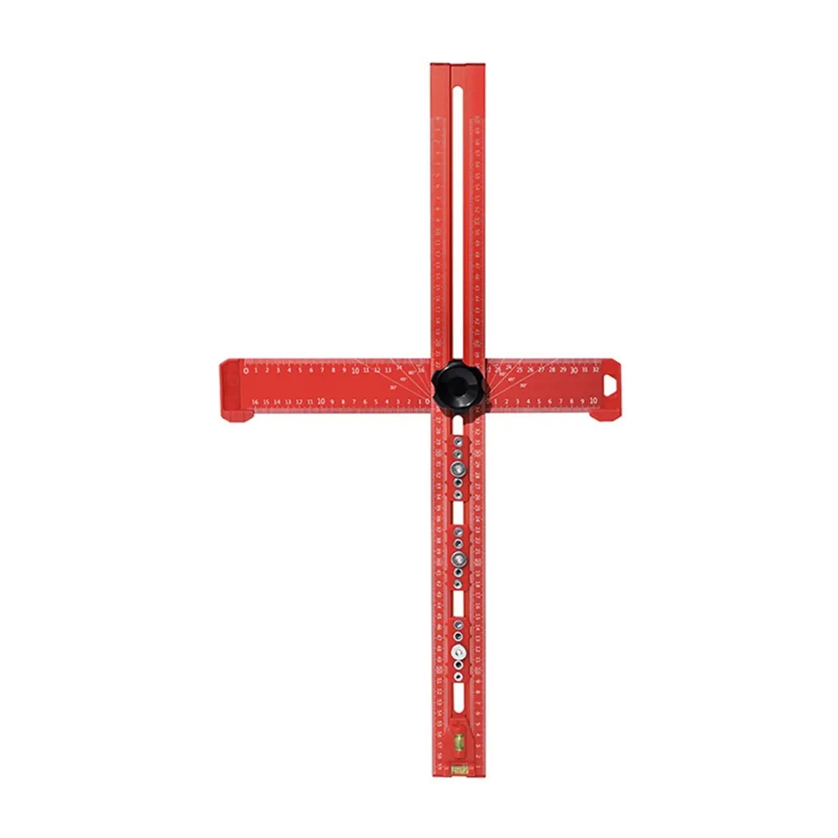 A1702P ~Aluminum Alloy T-Ruler & Drilling Template for Cabinet Doors Red