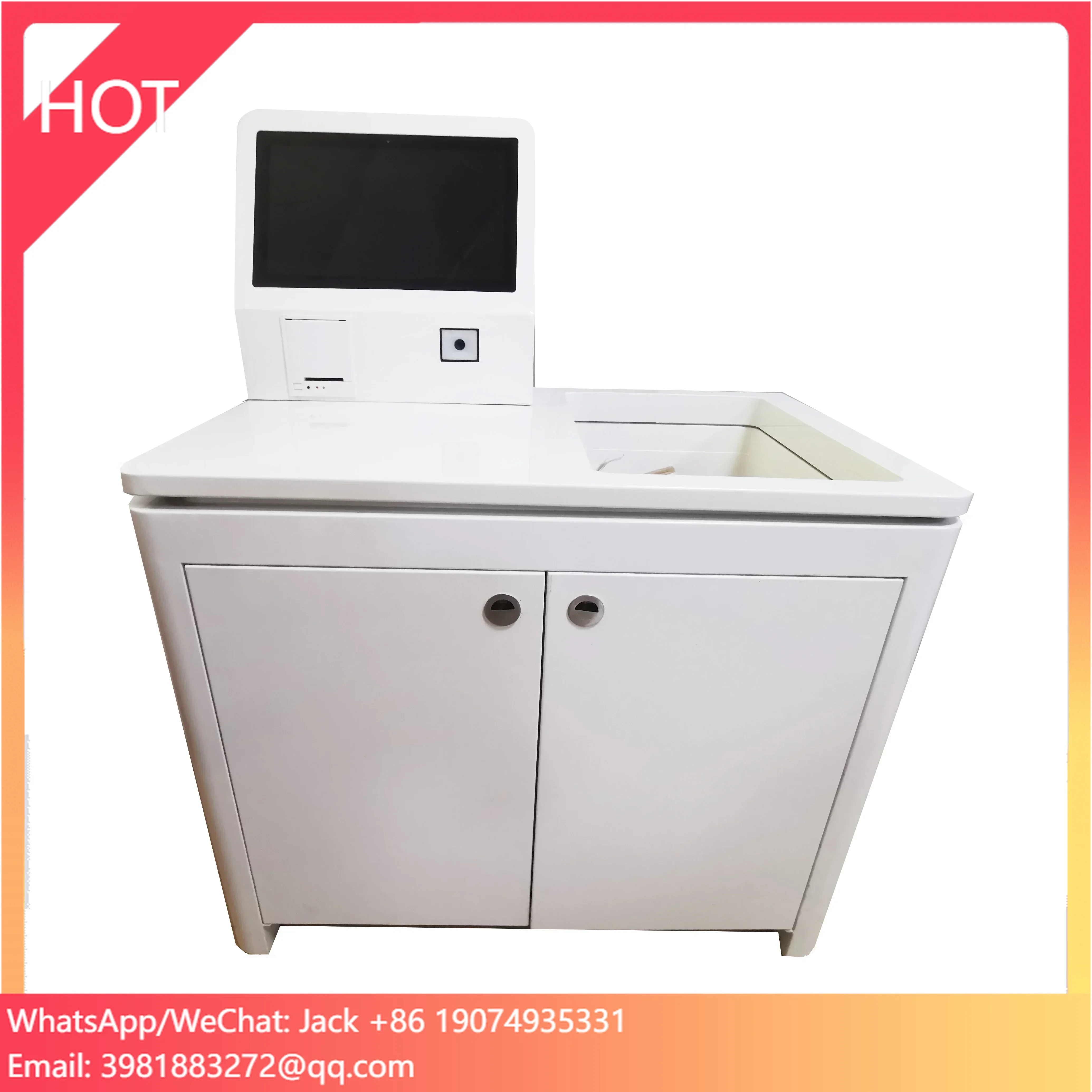 Supermarket Ordering Service UHF Rfid Scanner Smart Payment Pos Machine Self Service Check Out Kiosk