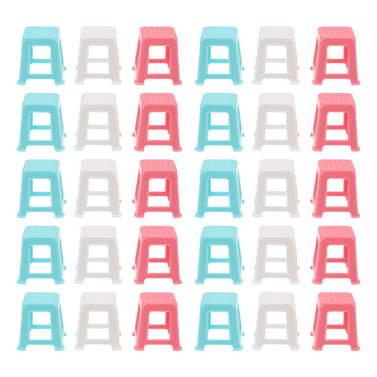 30 szt. Miniaturowe krzesła stołki w stylu vintage, mini kwadratowe stołki, miniaturowe akcesoria meblowe do domku dla lalek, dekoracji wnętrz, fotografii