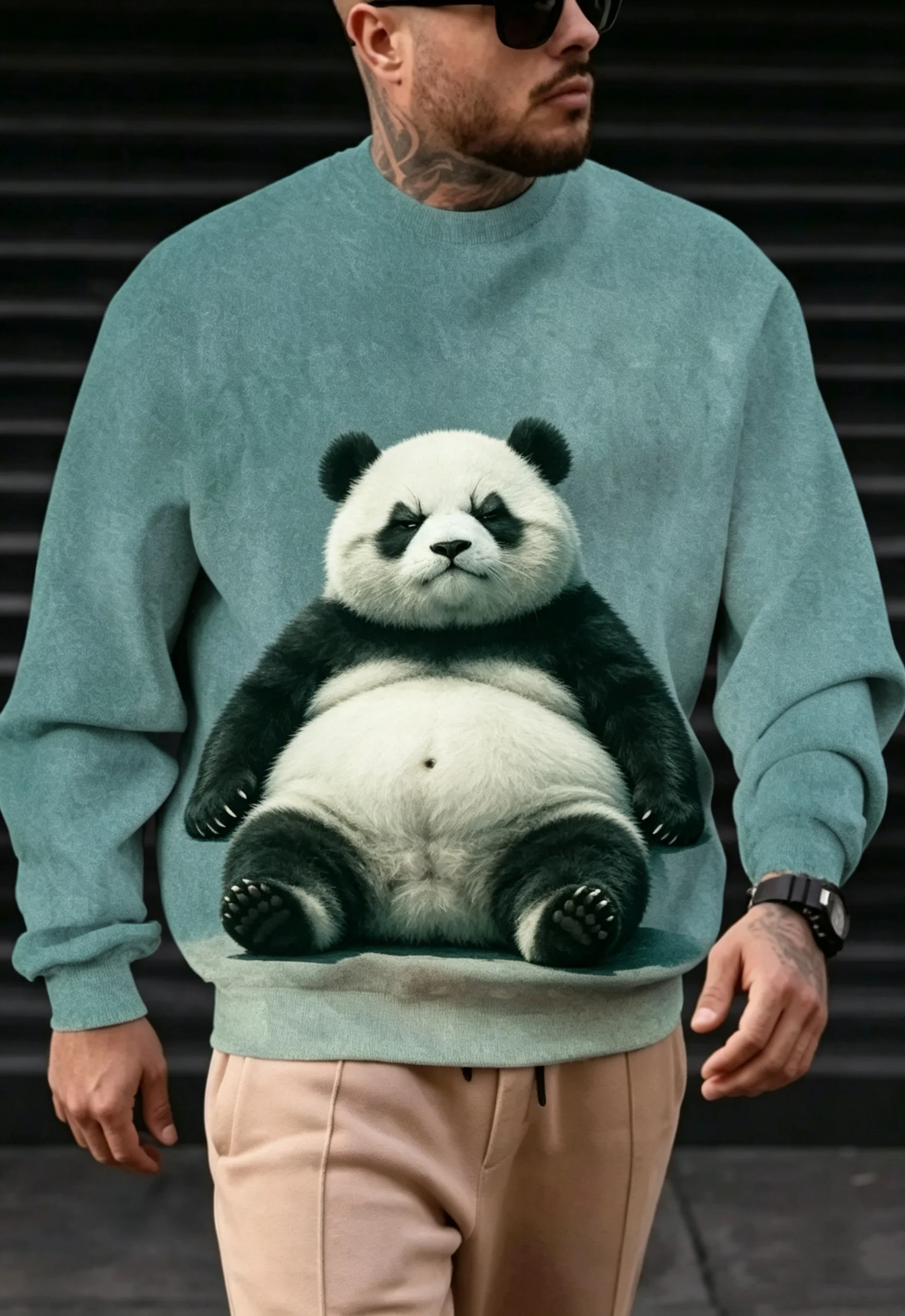 3D Cartoon Animal Panda Print Men's T-shirt Fashion Long Sleeve Crew Neck T shirts Outdoor Casual Cool Party Top Summer Clothing