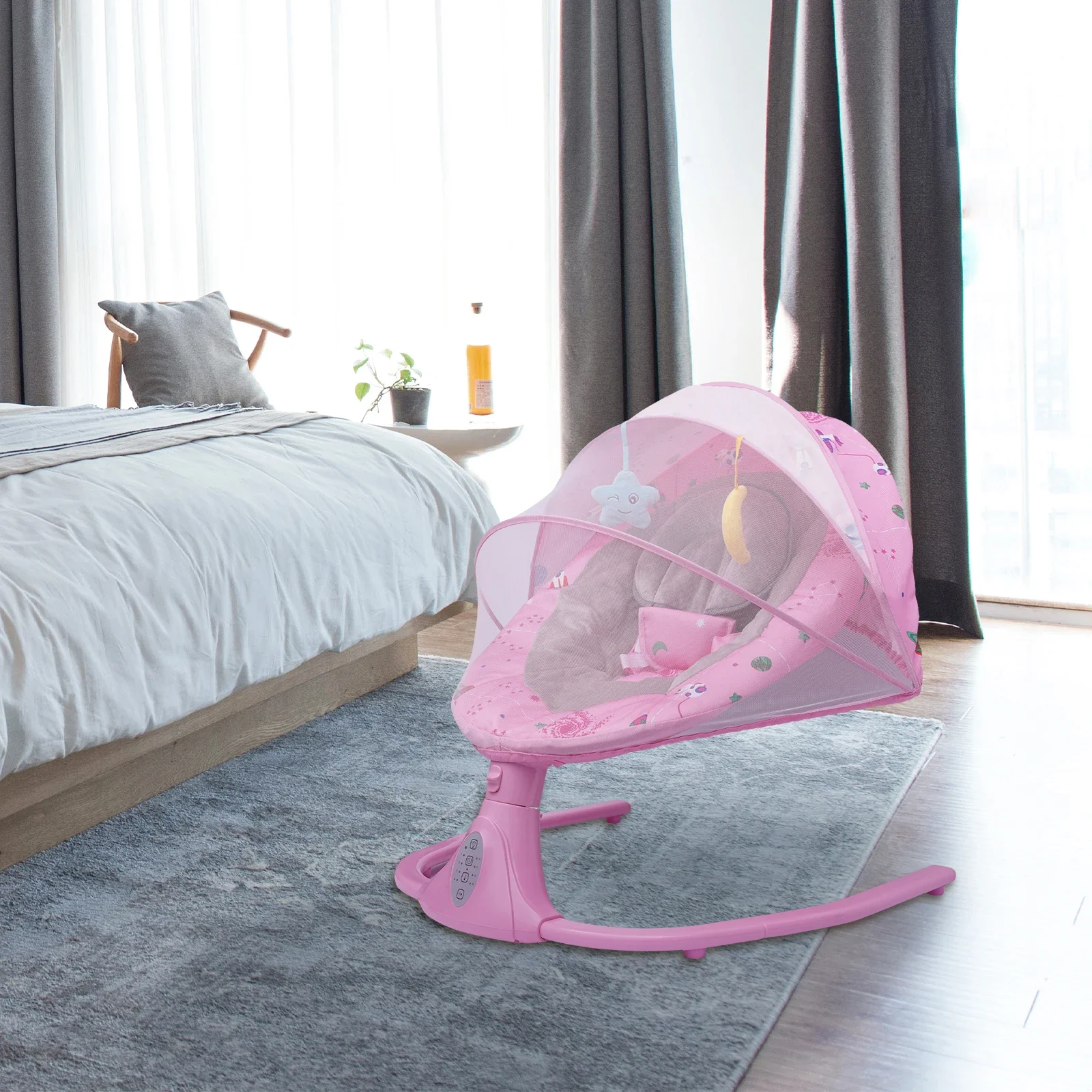 Adjustable Baby Swing – Remote Control, 4 Swing Speeds, Timing Function, Comfortable Cushion