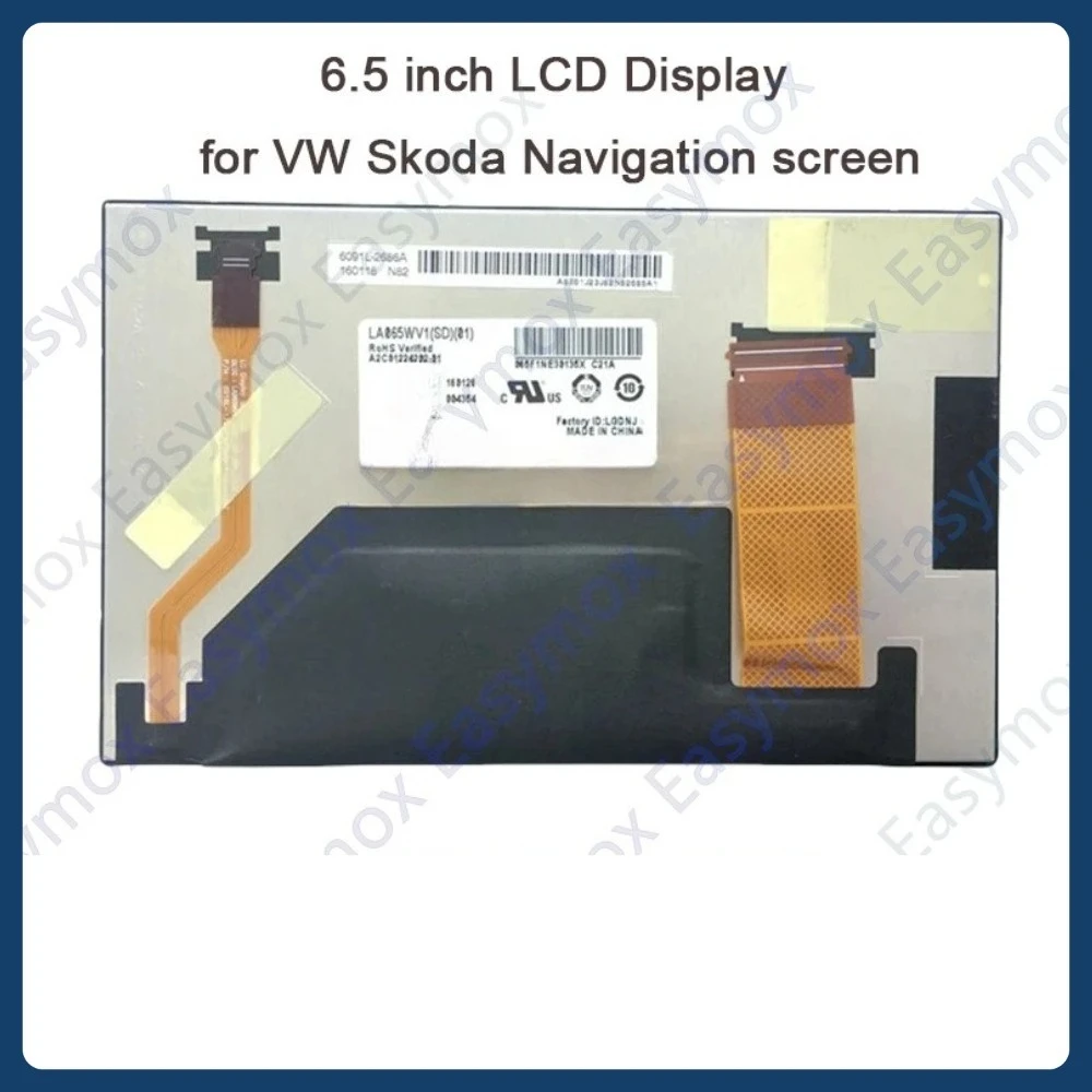 6.5 Inch LCD Display for Volkswagen VW Golf Mk7 2013- 2017 MIB2 Infomainment Screen 3G0 919 605 D LA065WV1(SD)(01)