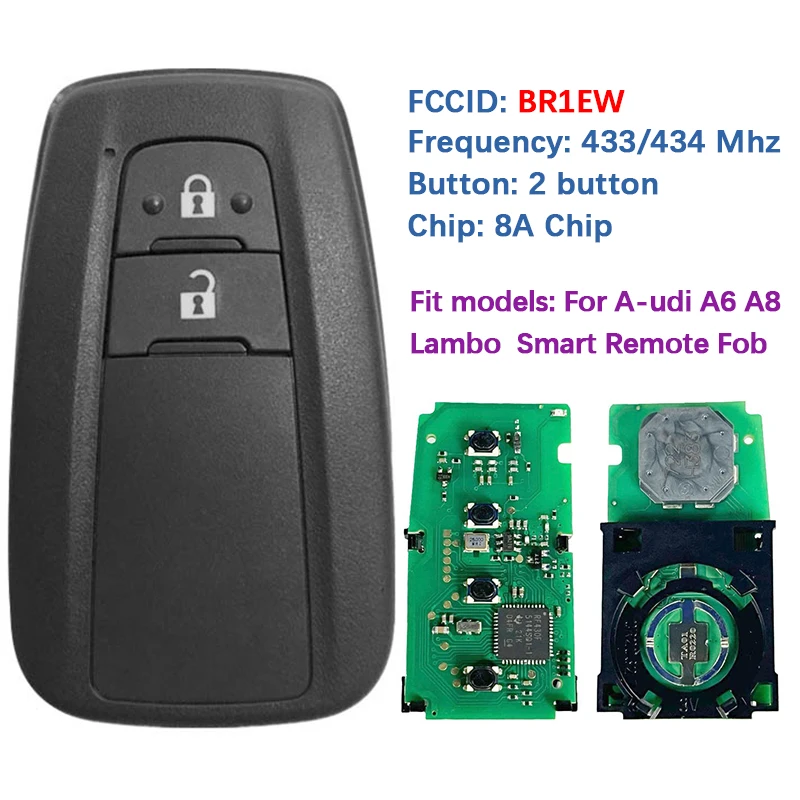CN007179 ما بعد البيع 2 أزرار مفتاح ذكي فوب عن بعد FCC BR1EW P4 A9 DST-AES رقاقة 434 ميجا هرتز 89904-47560 بدون مفتاح الذهاب لتويوتا بريوس #1
